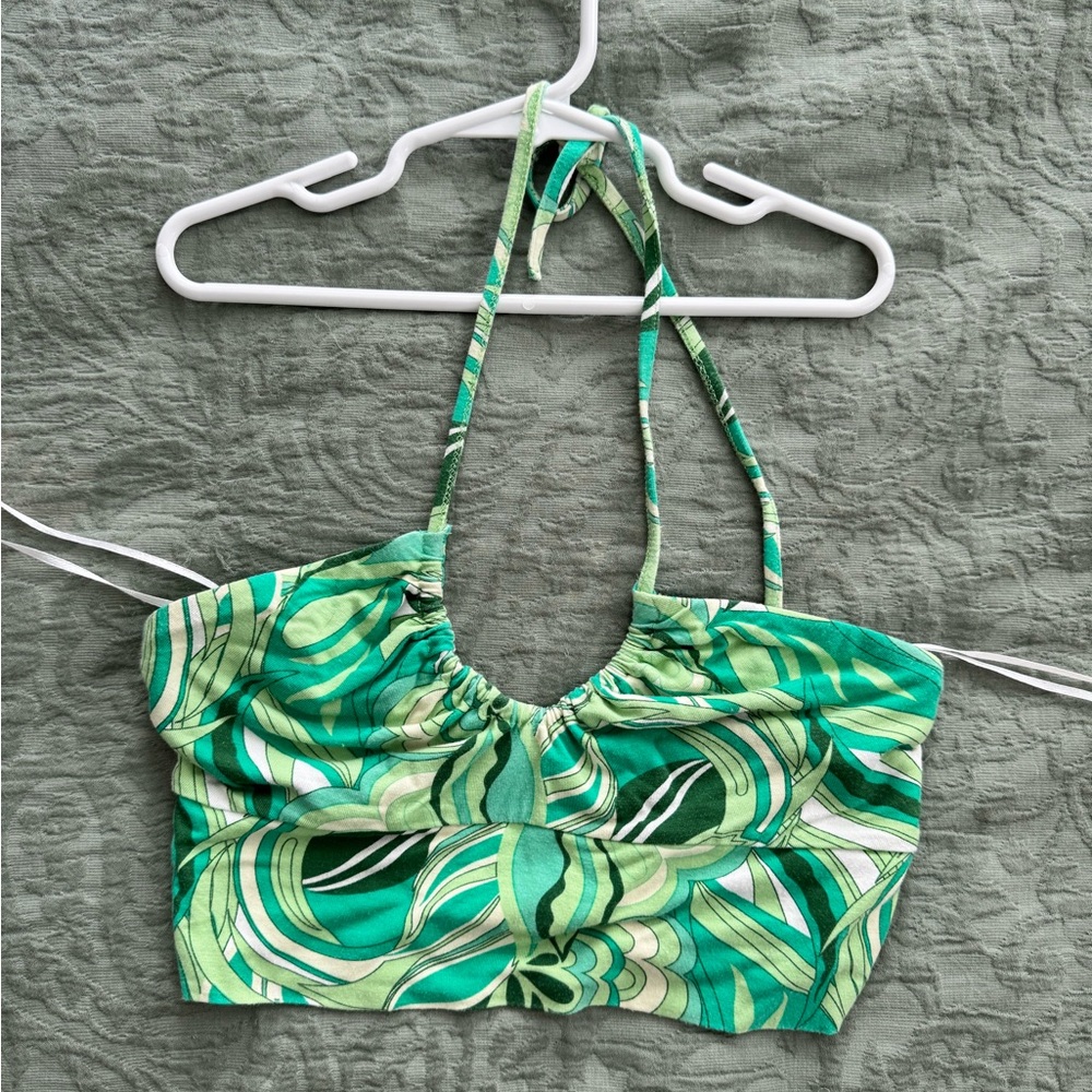 Bershka Leafy Green Halter Top